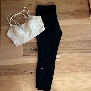 Lululemon Blue Leggings white sports bra bundle